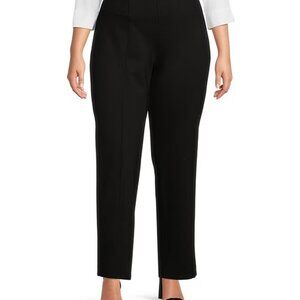 Slim Factor Women Black Pants in Slim Straight Fit 2X (Petit) Short
